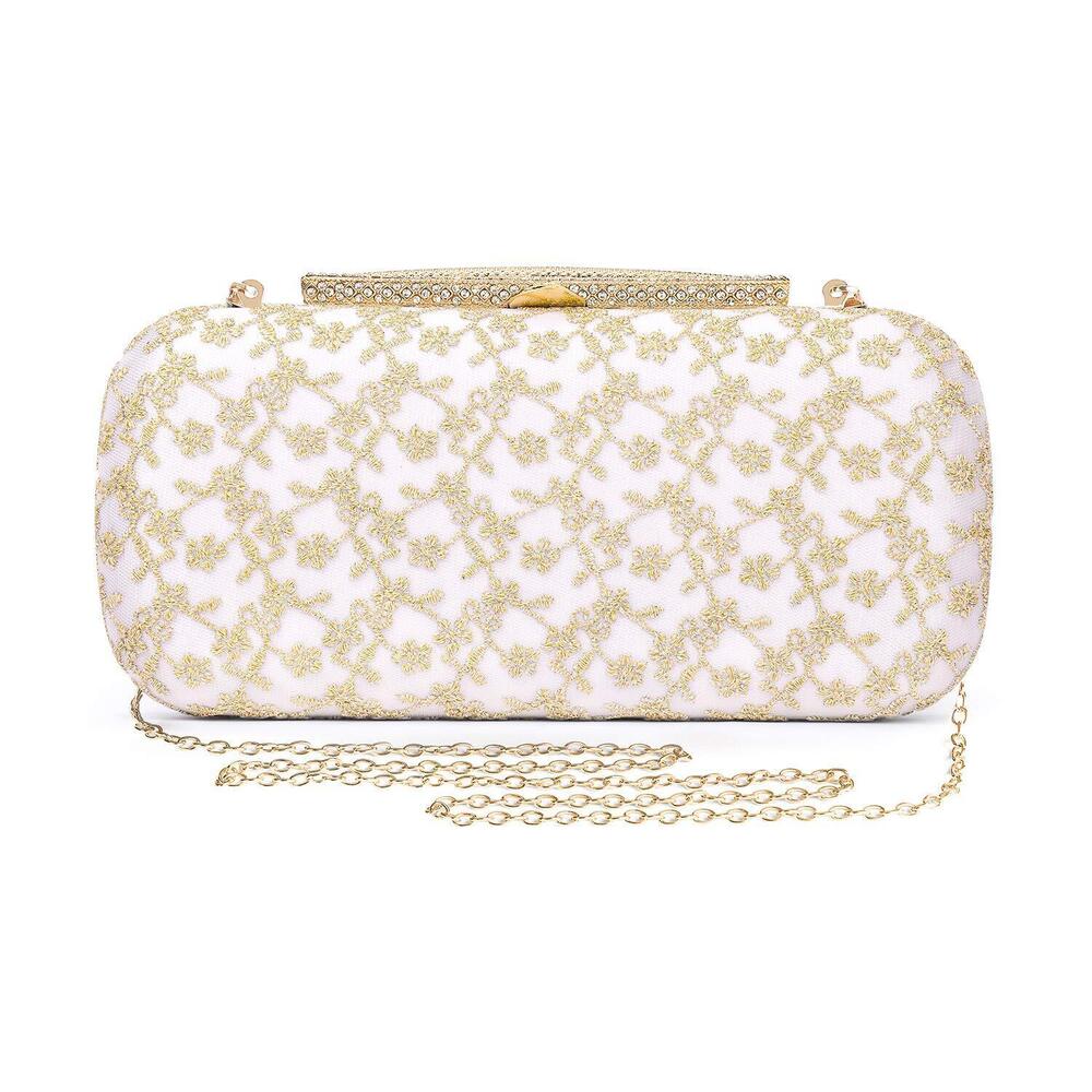 4565 M034 Bridal Clutch Bags Lace Satin Evening Clutch Purses Ivory